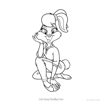 Free printable Lola Bunny Kneeling Pose  Coloring Page - Free PDF Printable Bugs Bunny Coloring Sheets coloring page
