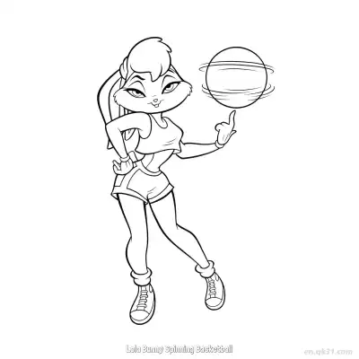 Free printable Lola Bunny Spinning Basketball  Coloring Page - Free PDF Printable Bugs Bunny Coloring Sheets coloring page