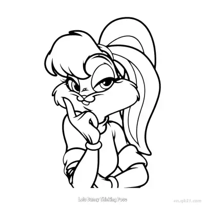 Free printable Lola Bunny Thinking Pose  Coloring Page - Free PDF Printable Bugs Bunny Coloring Sheets coloring page