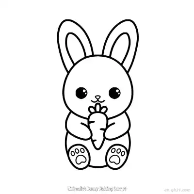 Free printable Minimalist Bunny Holding Carrot  Coloring Page - Free PDF Printable Bunny Coloring Sheets coloring page