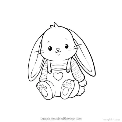 Free printable Bunny in Overalls with Droopy Ears  Coloring Page - Free PDF Printable Bunny Coloring Sheets coloring page