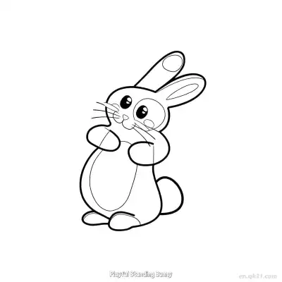 Free printable Playful Standing Bunny  Coloring Page - Free PDF Printable Bunny Coloring Sheets coloring page
