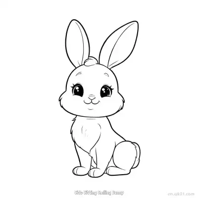 Free printable Side Sitting Smiling Bunny  Coloring Page - Free PDF Printable Bunny Coloring Sheets coloring page