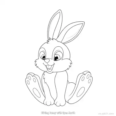 Free printable Sitting Bunny with Open Mouth  Coloring Page - Free PDF Printable Bunny Coloring Sheets coloring page