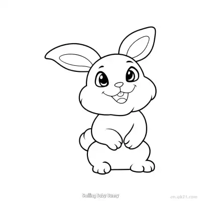 Free printable Smiling Baby Bunny  Coloring Page - Free PDF Printable Bunny Coloring Sheets coloring page