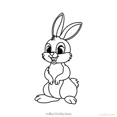 Free printable Smiling Standing Bunny  Coloring Page - Free PDF Printable Bunny Coloring Sheets coloring page