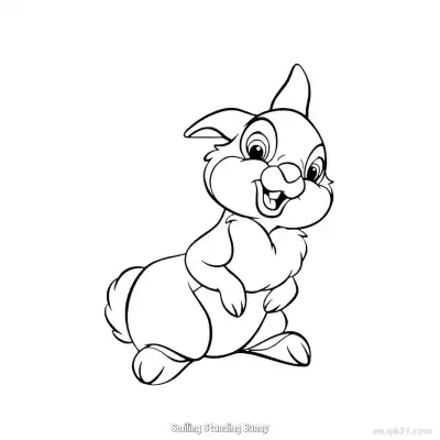 Free printable Smiling Standing Bunny 2 Coloring Page - Free PDF Printable Bunny Coloring Sheets coloring page