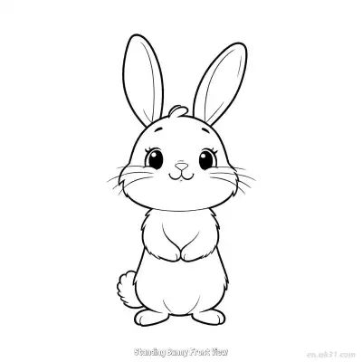 Free printable Standing Bunny Front View  Coloring Page - Free PDF Printable Bunny Coloring Sheets coloring page