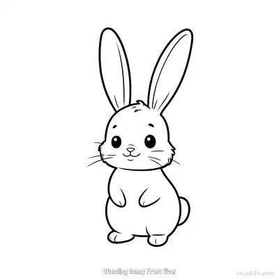 Free printable Standing Bunny Front View  Coloring Page - Free PDF Printable Bunny Coloring Sheets coloring page