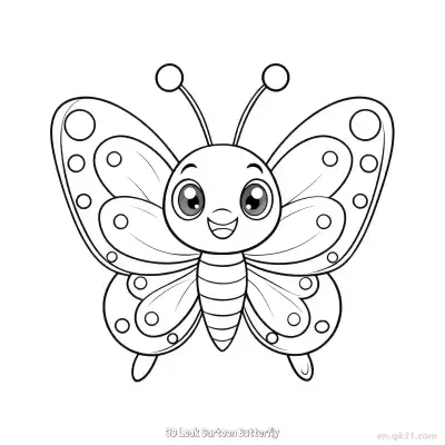 Free printable 3D Look Cartoon Butterfly  Coloring Page - Free PDF Printable Butterfly Coloring Sheets coloring page