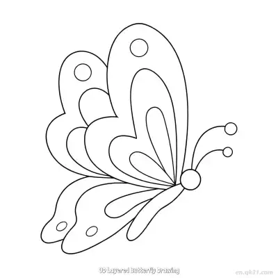 Free printable 3D Layered Butterfly Drawing  Coloring Page - Free PDF Printable Butterfly Coloring Sheets coloring page