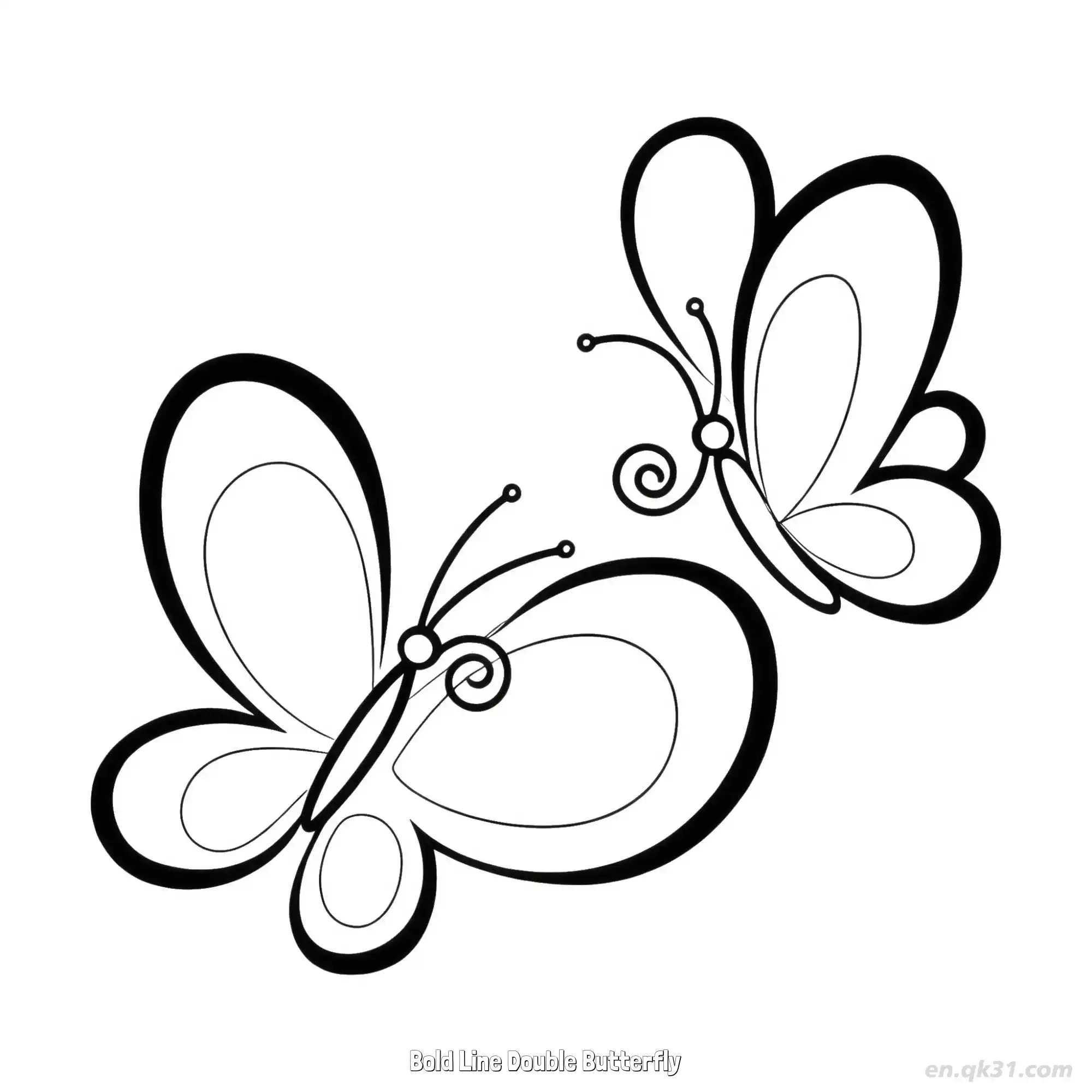 Bold Line Double Butterfly  Coloring Page - Free Printable Butterfly PDF Coloring Sheets – Free Printable Coloring Page for Kids and Adults