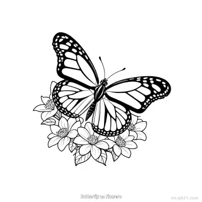Free printable Butterfly on Flowers  Coloring Page - Free PDF Printable Butterfly Coloring Sheets coloring page