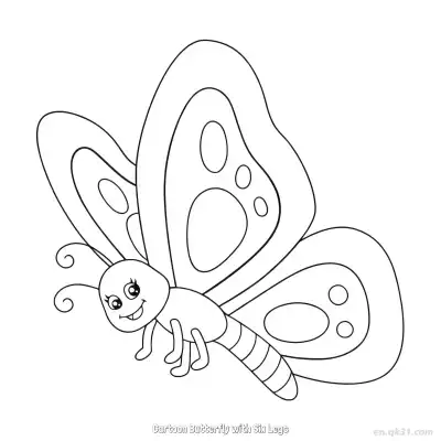 Free printable Cartoon Butterfly with Six Legs  Coloring Page - Free PDF Printable Butterfly Coloring Sheets coloring page