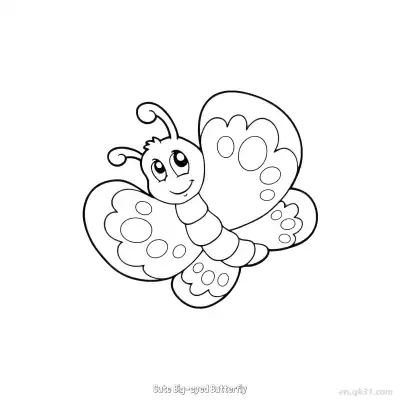 Free printable Cute Big-eyed Butterfly  Coloring Page - Free PDF Printable Butterfly Coloring Sheets coloring page