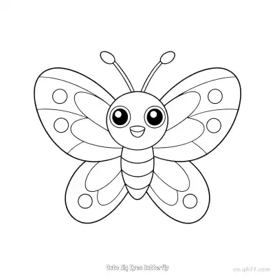 Free printable Cute Big Eyes Butterfly  Coloring Page - Free PDF Printable Butterfly Coloring Sheets coloring page