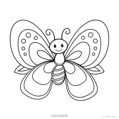 Free printable Cute Butterfly  Coloring Page - Free PDF Printable Butterfly Coloring Sheets coloring page