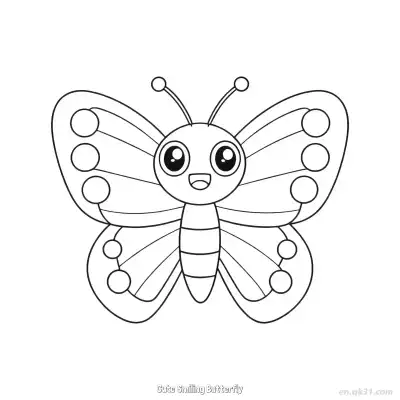 Free printable Cute Smiling Butterfly  Coloring Page - Free PDF Printable Butterfly Coloring Sheets coloring page