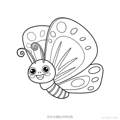 Free printable Cute Smiling Butterfly 2 Coloring Page - Free PDF Printable Butterfly Coloring Sheets coloring page