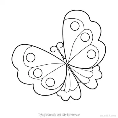 Free printable Flying Butterfly with Circle Patterns  Coloring Page - Free PDF Printable Butterfly Coloring Sheets coloring page
