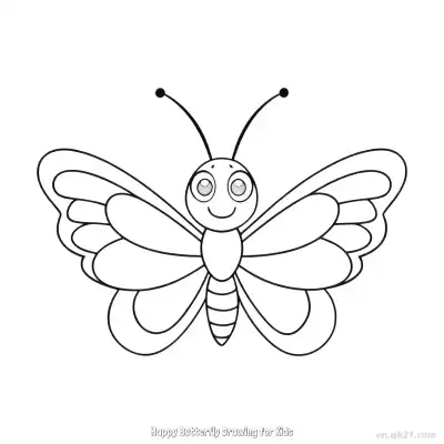 Free printable Happy Butterfly Drawing for Kids  Coloring Page - Free PDF Printable Butterfly Coloring Sheets coloring page