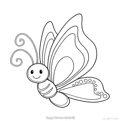 Free printable Happy Cartoon Butterfly  Coloring Page - Free PDF Printable Butterfly Coloring Sheets coloring page