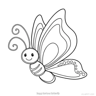 Free printable Happy Cartoon Butterfly 2 Coloring Page - Free PDF Printable Butterfly Coloring Sheets coloring page