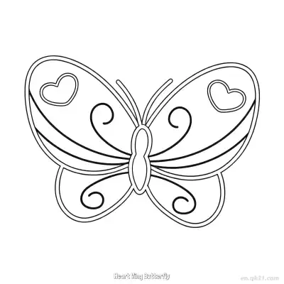 Free printable Heart Wing Butterfly  Coloring Page - Free PDF Printable Butterfly Coloring Sheets coloring page