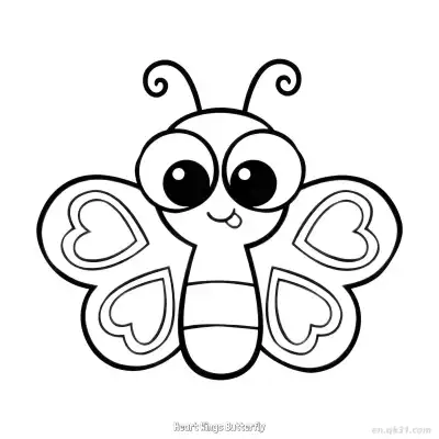 Free printable Heart Wings Butterfly  Coloring Page - Free PDF Printable Butterfly Coloring Sheets coloring page
