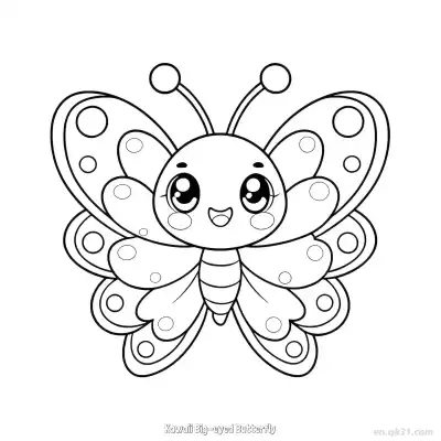 Free printable Kawaii Big-eyed Butterfly  Coloring Page - Free PDF Printable Butterfly Coloring Sheets coloring page