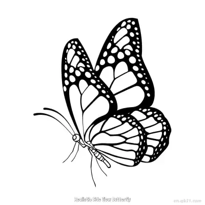 Free printable Realistic Side View Butterfly  Coloring Page - Free PDF Printable Butterfly Coloring Sheets coloring page