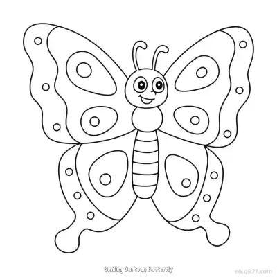 Free printable Smiling Cartoon Butterfly  Coloring Page - Free PDF Printable Butterfly Coloring Sheets coloring page