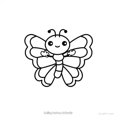 Free printable Smiling Cartoon Butterfly 2 Coloring Page - Free PDF Printable Butterfly Coloring Sheets coloring page