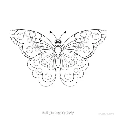 Free printable Smiling Patterned Butterfly  Coloring Page - Free PDF Printable Butterfly Coloring Sheets coloring page