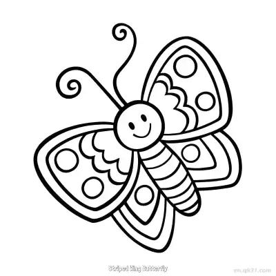 Free printable Striped Wing Butterfly  Coloring Page - Free PDF Printable Butterfly Coloring Sheets coloring page