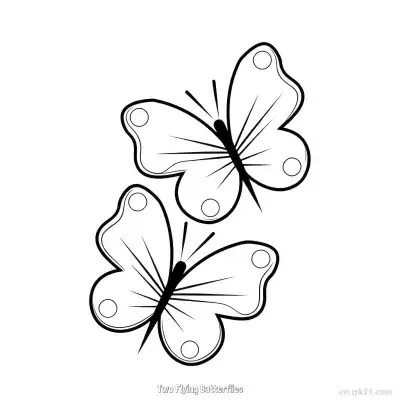 Free printable Two Flying Butterflies  Coloring Page - Free PDF Printable Butterfly Coloring Sheets coloring page