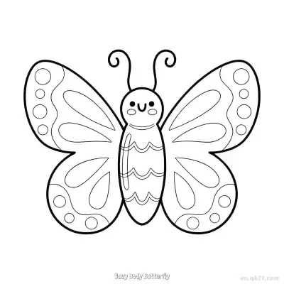 Free printable Wavy Body Butterfly  Coloring Page - Free PDF Printable Butterfly Coloring Sheets coloring page