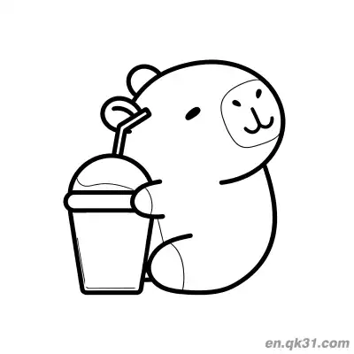 Free printable Capybara Drinking Creamy Drink Coloring Page coloring page