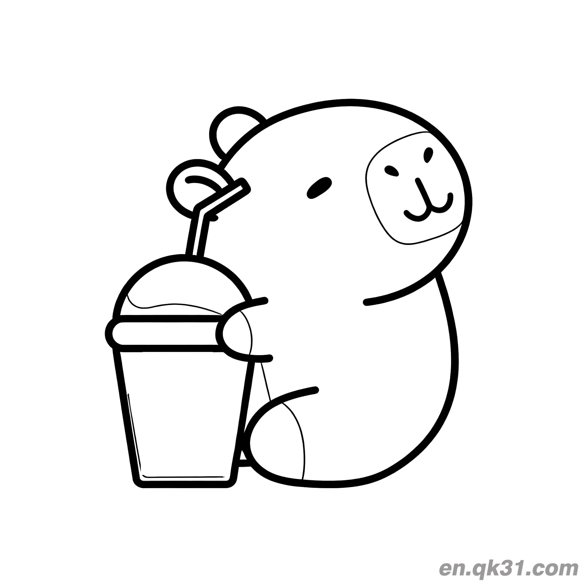 Capybara Drinking Creamy Drink Coloring Page – Free Printable Coloring Page for Kids and Adults