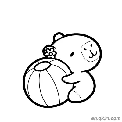Free printable Capybara Holding Beach Ball Coloring Page coloring page