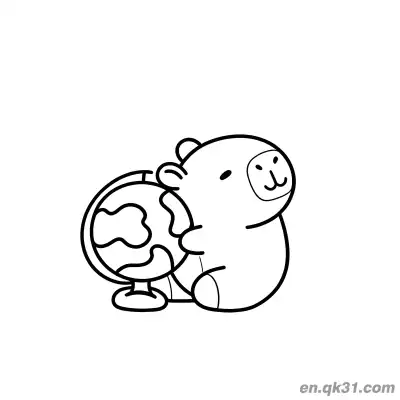 Free printable Capybara Holding Globe Coloring Page coloring page