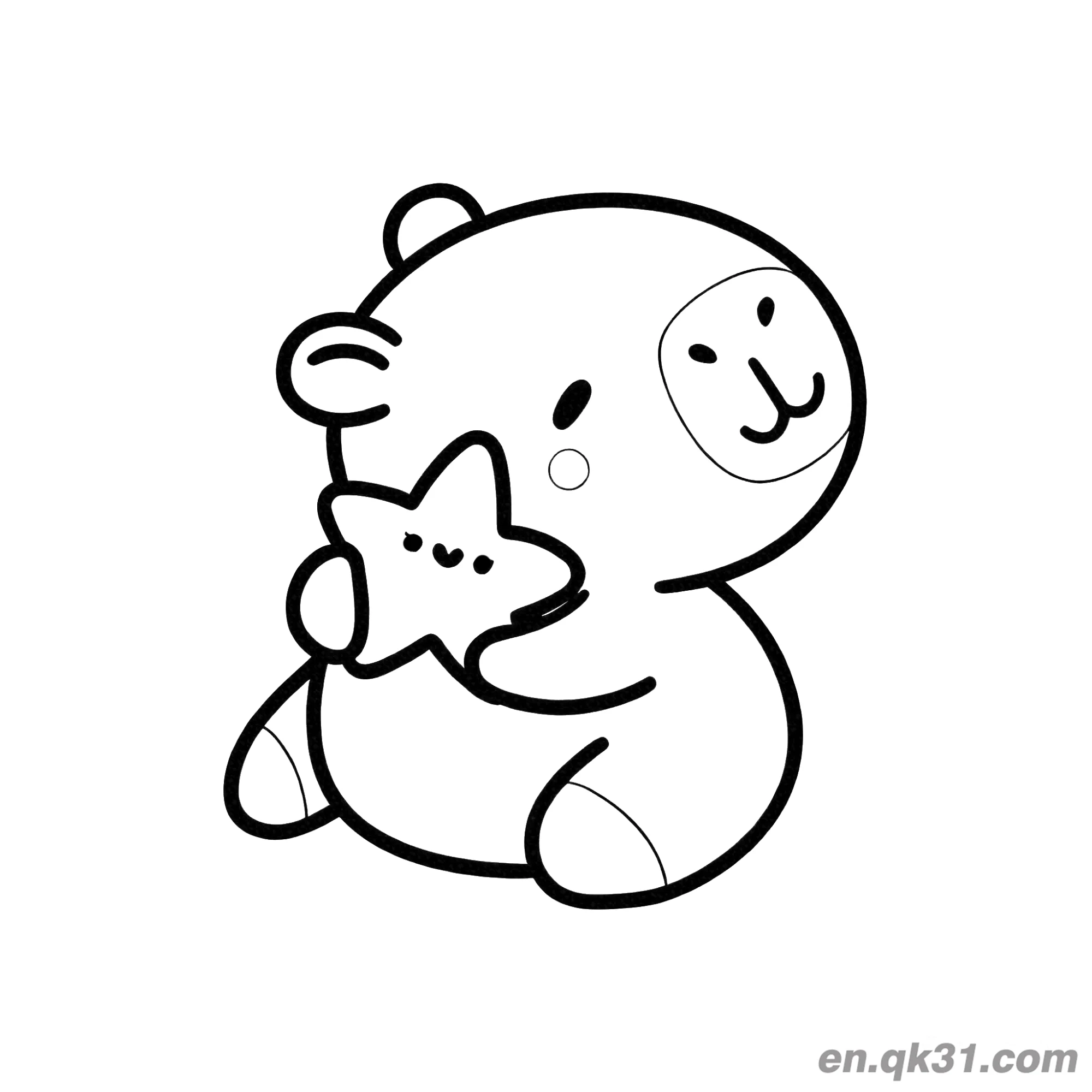 Capybara Holding Star Plush Coloring Page – Free Printable Coloring Page for Kids and Adults