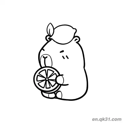 Free printable Capybara in Lemon Hoodie Holding Lemon Slice Coloring Page coloring page
