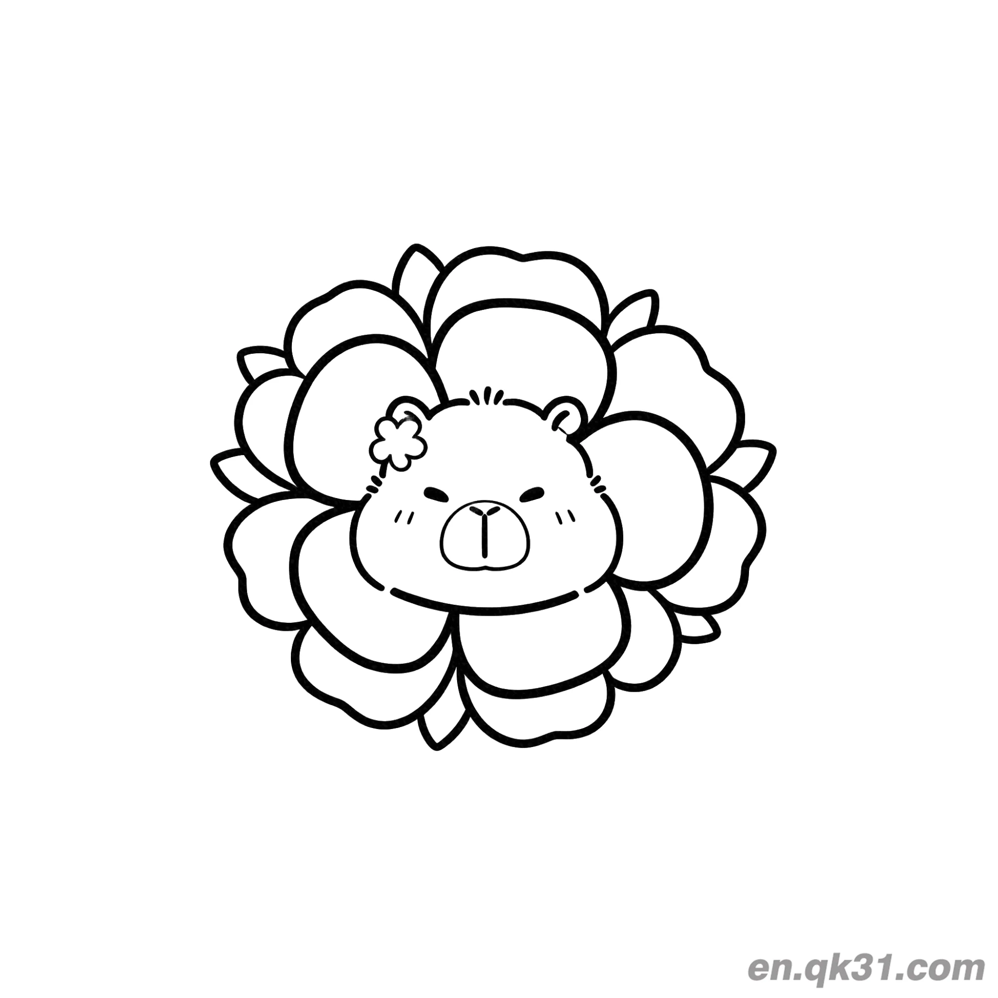 Capybara Inside Big Flower Coloring Page – Free Printable Coloring Page for Kids and Adults