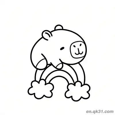 Free printable Capybara on Rainbow Coloring Page coloring page