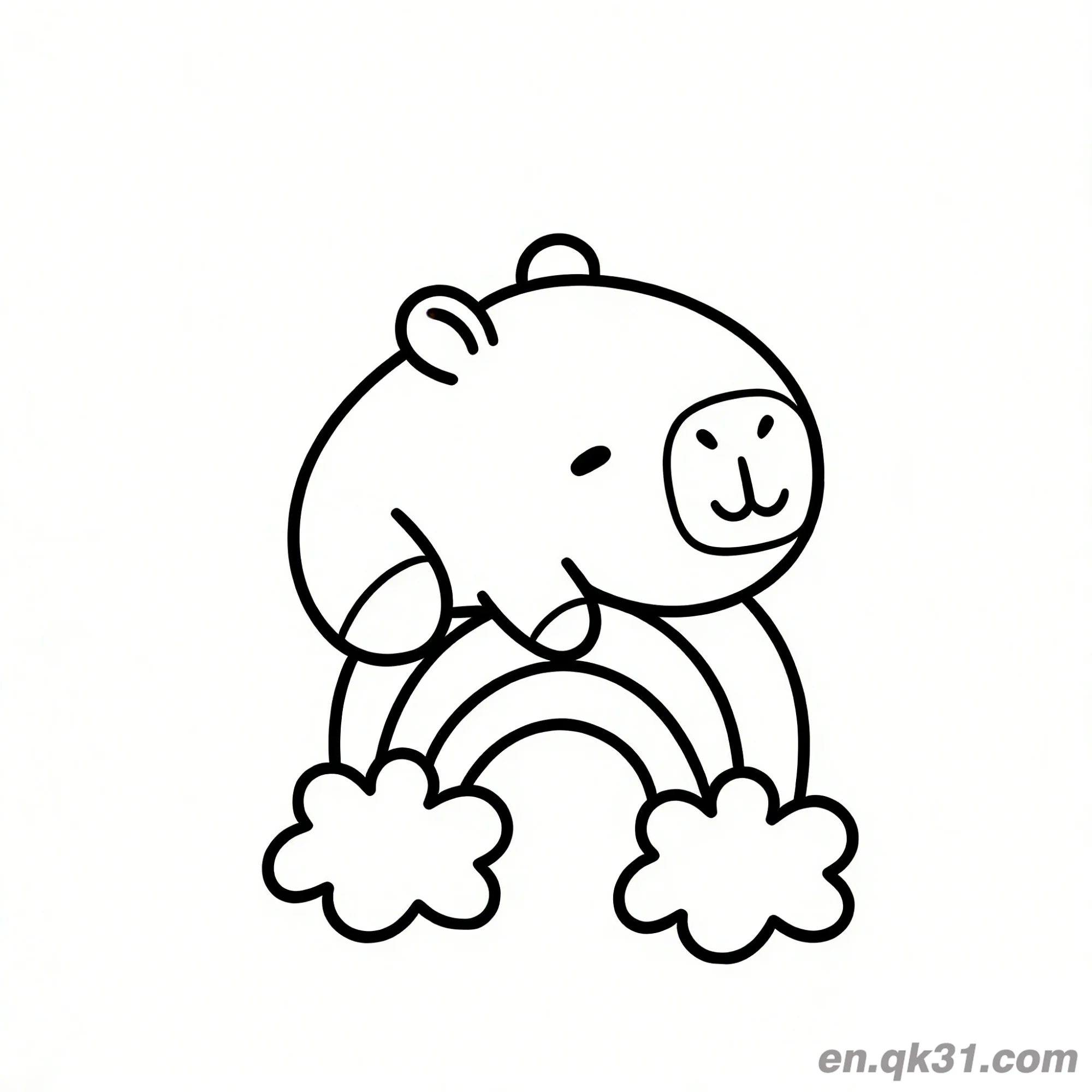 Capybara on Rainbow Coloring Page – Free Printable Coloring Page for Kids and Adults