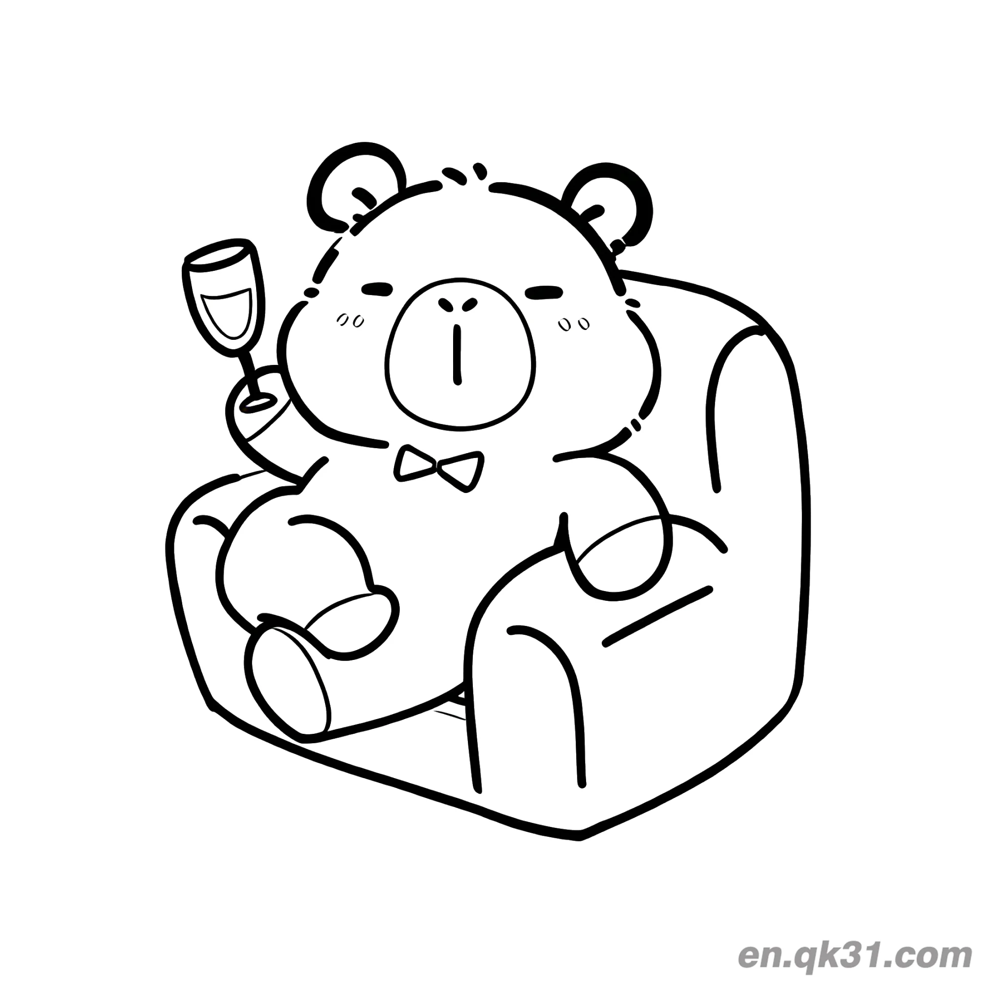 Capybara on Sofa with Wine Glass Coloring Page – Free Printable Coloring Page for Kids and Adults