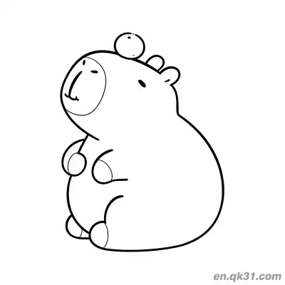 Free printable Capybara with Ball on Head Looking Up Coloring Page coloring page