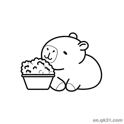 Free printable Capybara with Popcorn Coloring Page coloring page