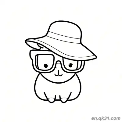 Free printable Capybara with Wide Brim Hat and Glasses Coloring Page coloring page